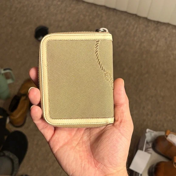 AUTHENTIC Prada Logo Jacquard Wallet + COA | Vintage Canvas & Leather PRADA - Picture 4 of 5